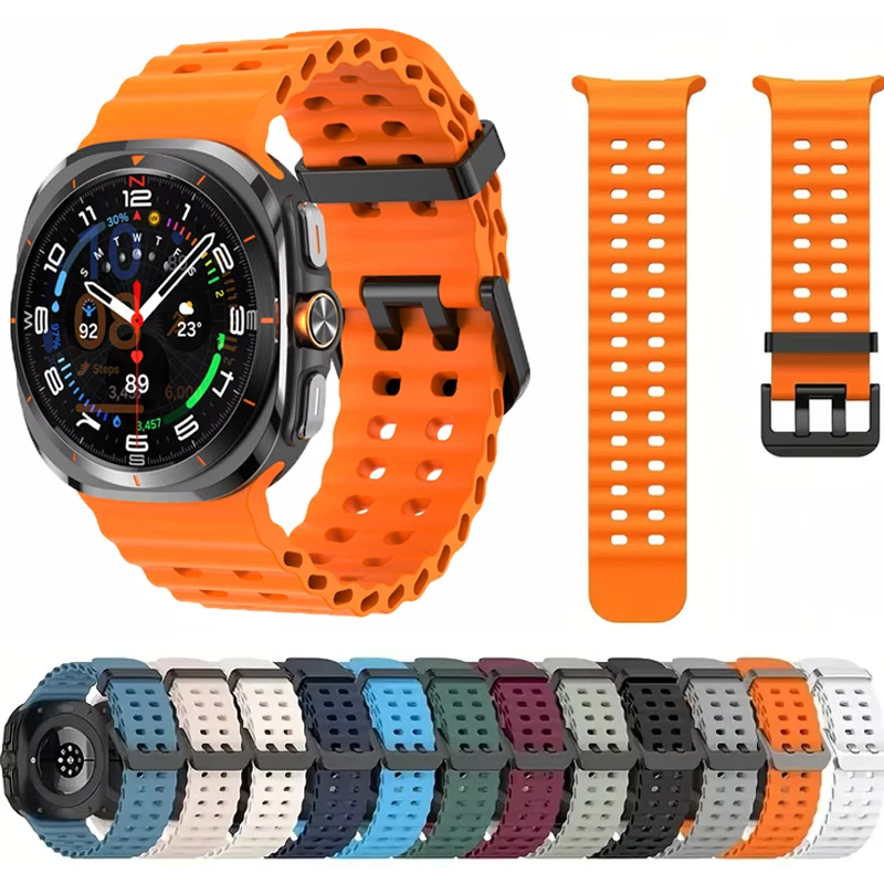 Marine Band For Samsung Galaxy Watch Ultra 47mm Sports Silicone Smart Strap Bracelet Samsung Galaxy Ultra Watchband Accessories