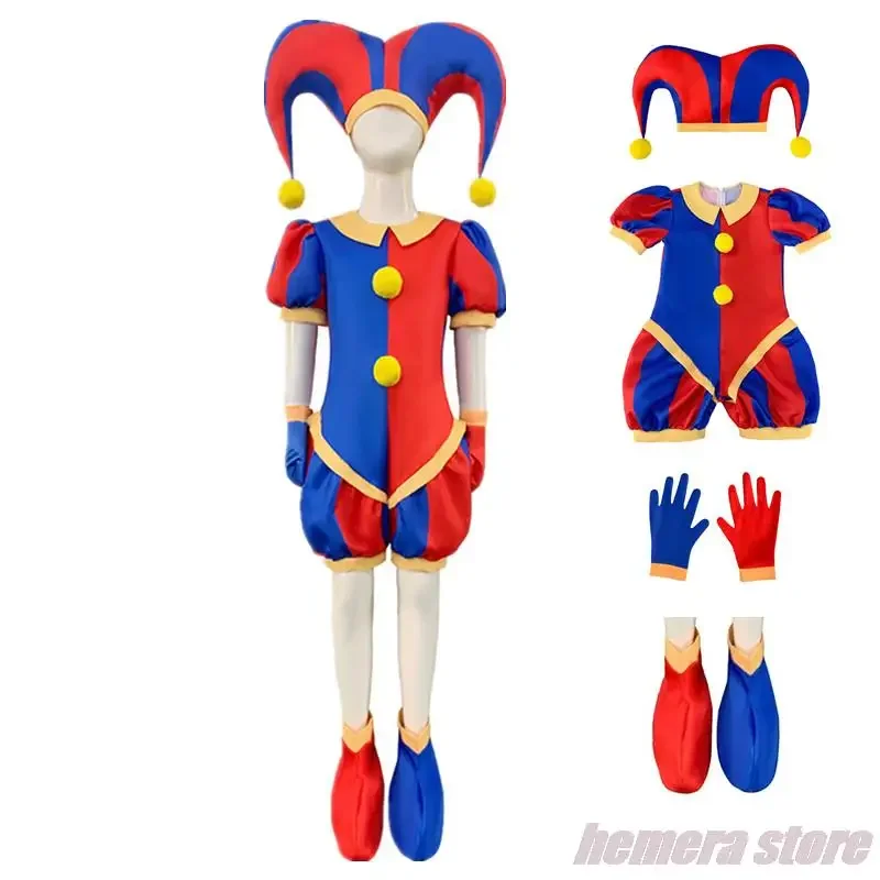 Kids Amazing Digital Circus Pomni Cosplay Costume Womans Sexy Jumpsuit Cartoon Theater Caine Ragatha Jax Costume Halloween Gifts