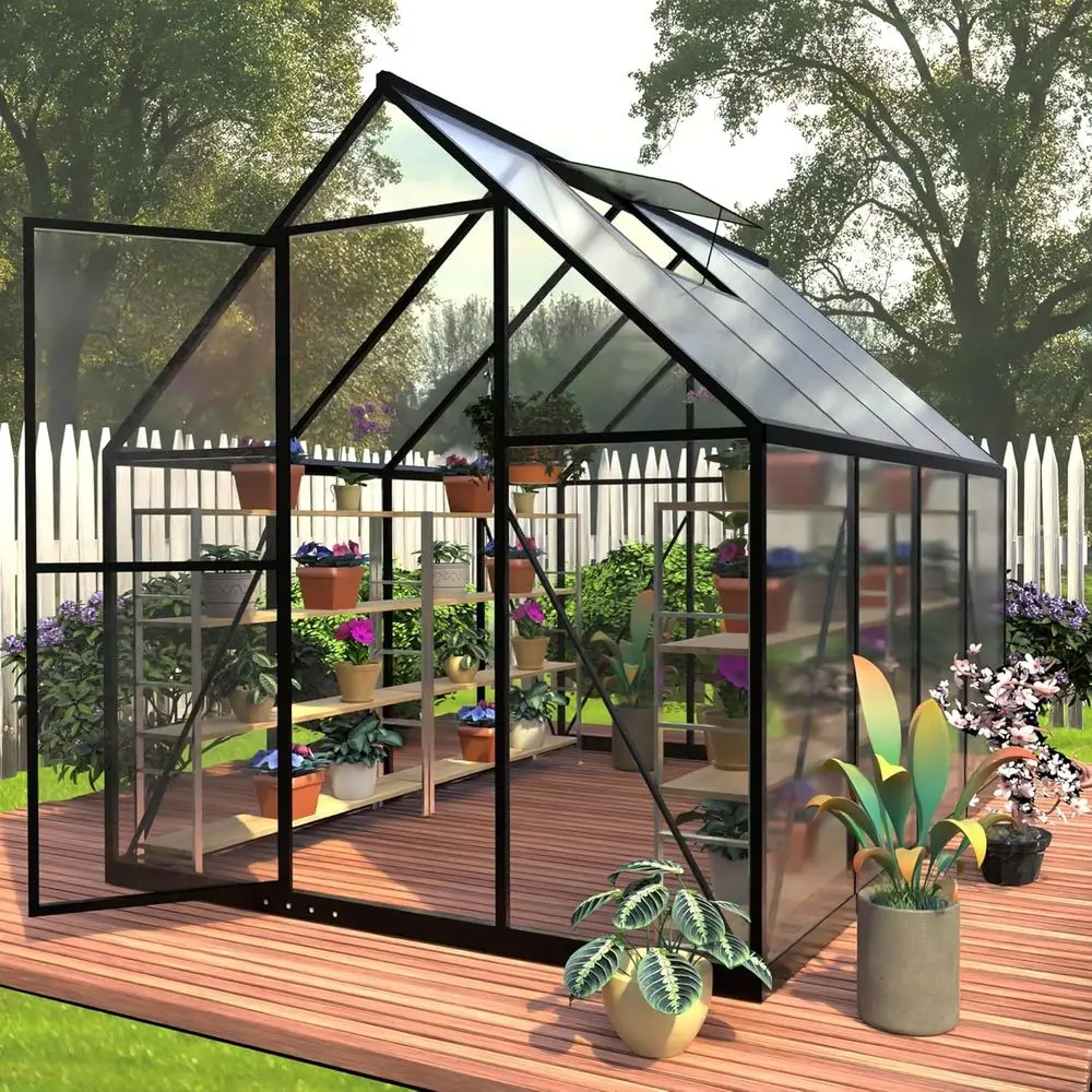 

6ft x 8ft Polyethylene Winter Greenhouse with Roof Vent for Outdoor Gardening