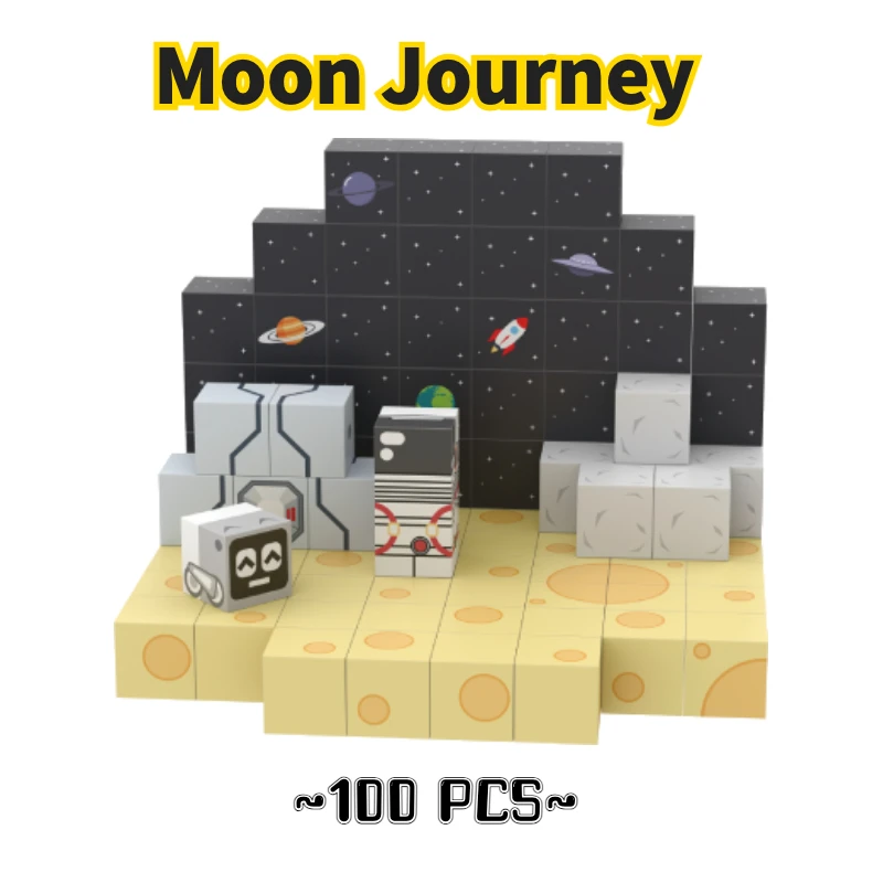 الباندا فالي القمر رحلة المستشفى الحضري مكعبات البناء المغناطيسية لعبة التراص الحسية للأطفال هدية عيد ميلاد