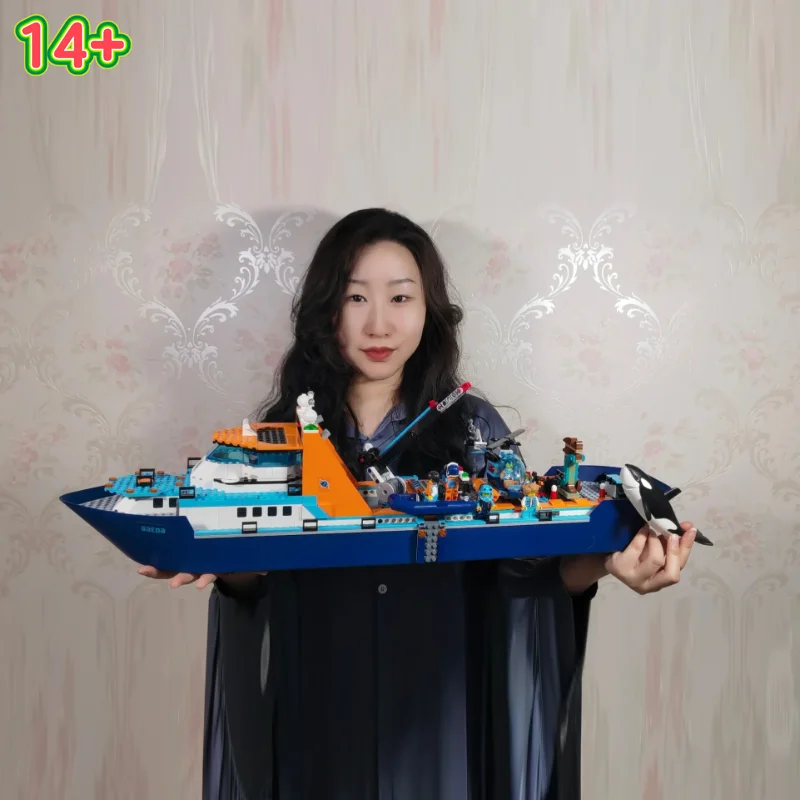 New 815pcs City Moc Building Blocks Urban Ocean Steam Ship Model Deep Sea Exploration Vessel Assembly Toys Birthday Gift