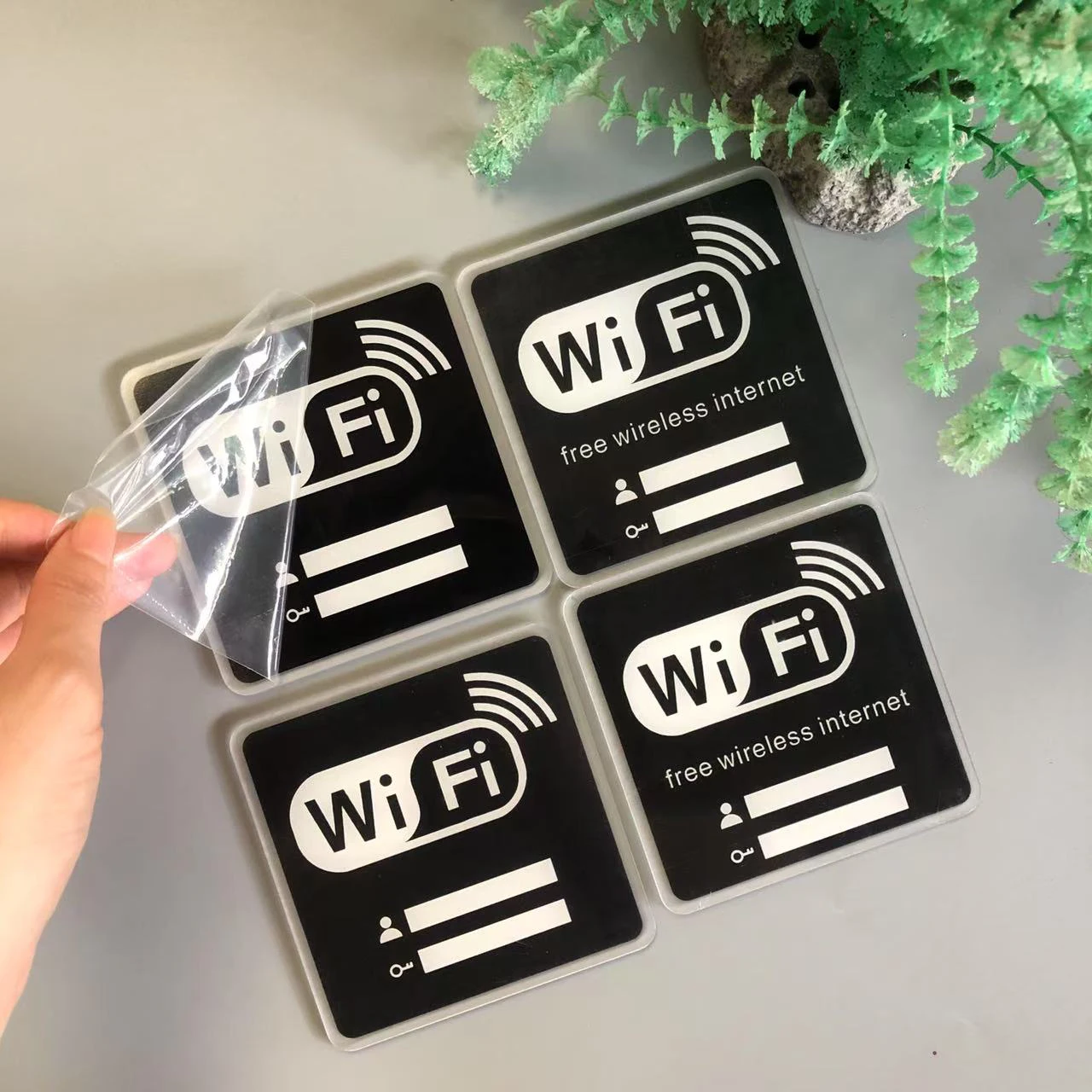 ملصقات حائط مرآة بعلامة WIFI من الأكريليك ثلاثية الأبعاد قابلة لإعادة الكتابة وحساب الكتابة اليدوية وكلمة المرور لتزيين لافتات المتجر العام #2