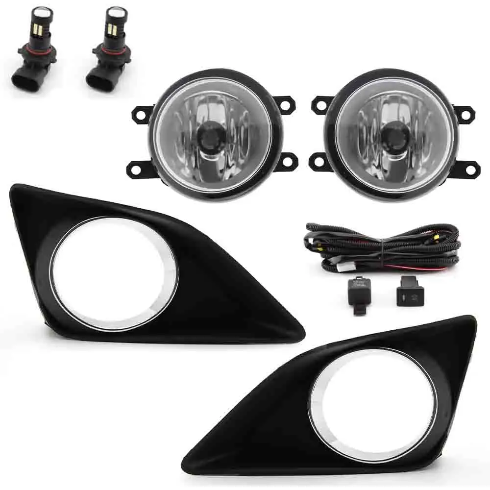 1 Set LED Fog Lights Lamp For Toyota Corolla 2008 With Plating Frame Cover And Wire Left And Right Headlight Car Accessories