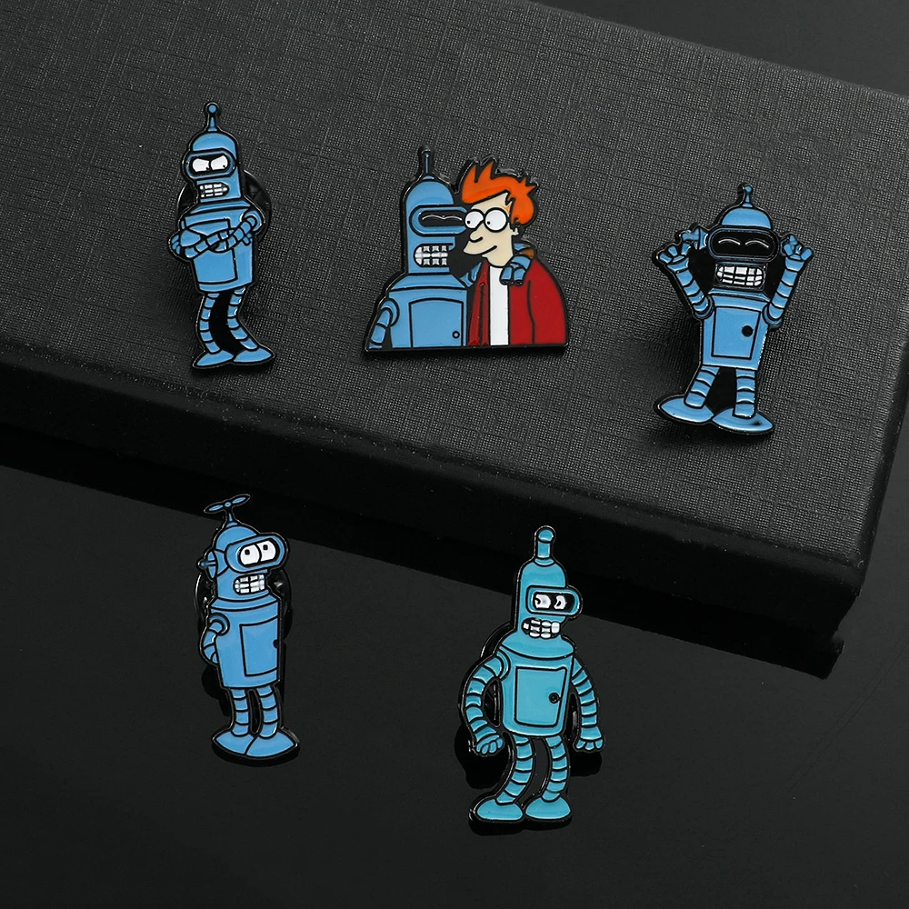 Alfileres de solapa de Futurama de Anime de Disney, broches esmaltados de dibujos animados, insignias de Metal para mochila, accesorios de ropa