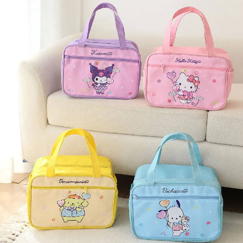 

New Kawaii Sanrio Kuromi Lunch Bag Cartoon My Melody Cinnmoroll Travel Thermal Breakfast Box School Large Capacity Tote Food Bag