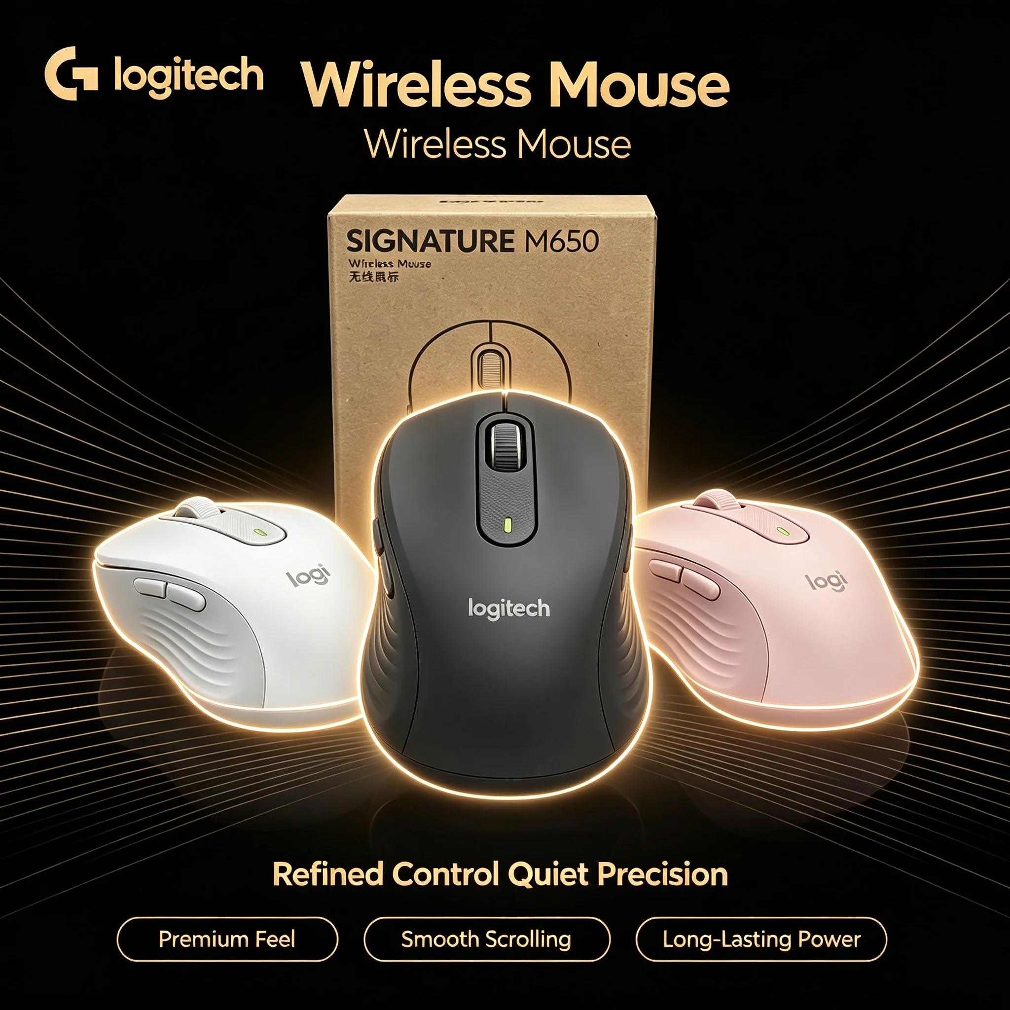 Original Logitech M650 Wireless Mouse Multi‑Device Bluetooth 2.4G Dual Mode Quiet Click Office Mice