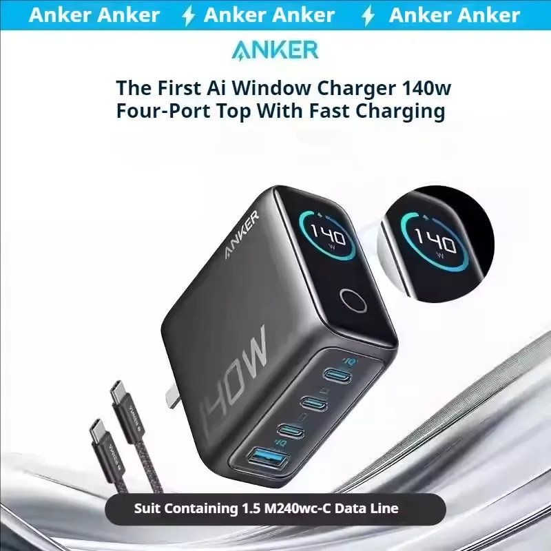 Original Anker Zolo 140W GaN Charger PD Fast Charge 4 Ports For