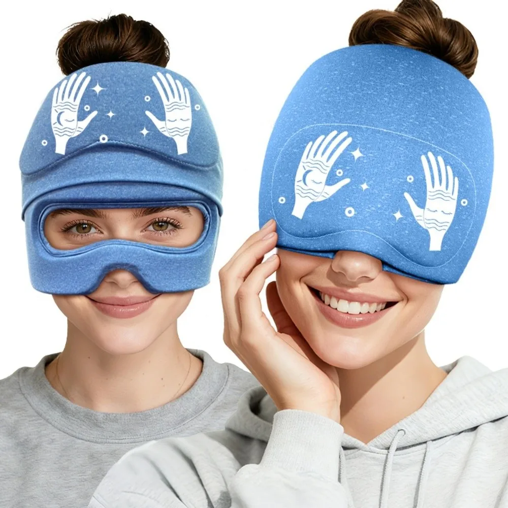 Embroidered Ice Pack Head Wrap Reusable High-Elasticity Cold Compression Head Cover 2 in 1 Cooling Touch Hot and Cold Cap