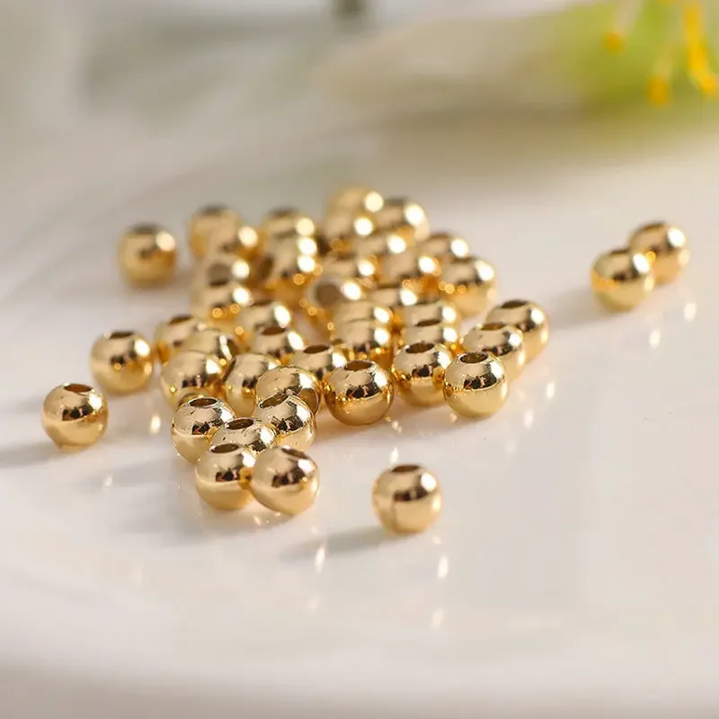 2MM 2.5MM 4MM 6MM 14K Gold Color Plated Brass Round Ball Beads Spacer Beads Diy Jewelry Findings Accessories Wholesale