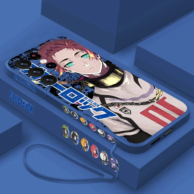 BLUE LOCK Ura Kazuki Telefon Fall Für Samsung S10 S20 S21 S22 S23 S24 Plus Lite Ultra FE Flüssigkeit Links seil Silikon Funda Abdeckung