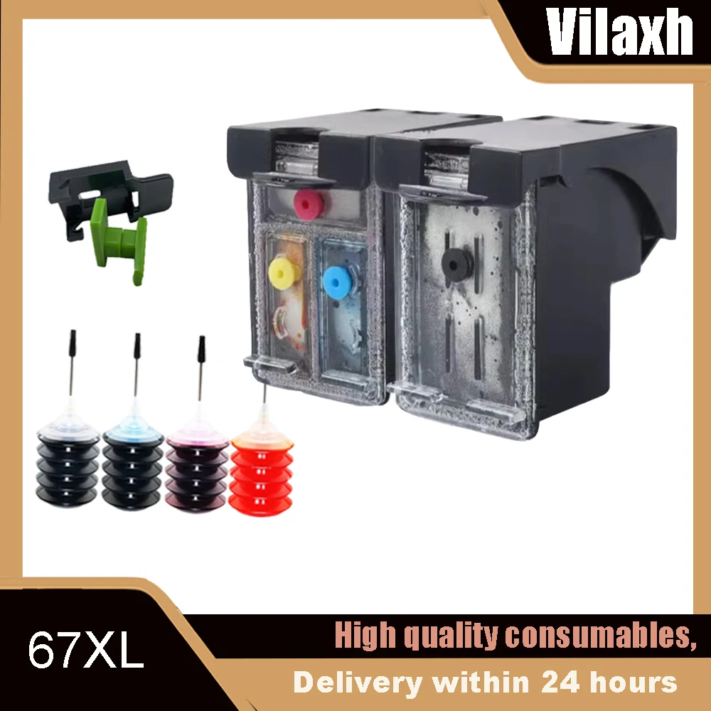 

67XL Ink Cartridge Compatible For HP 67, for DeskJet 2724 2725 2300 2732 2755 4158 4155 4152 4122 4168 Envy 6075 6078 printer