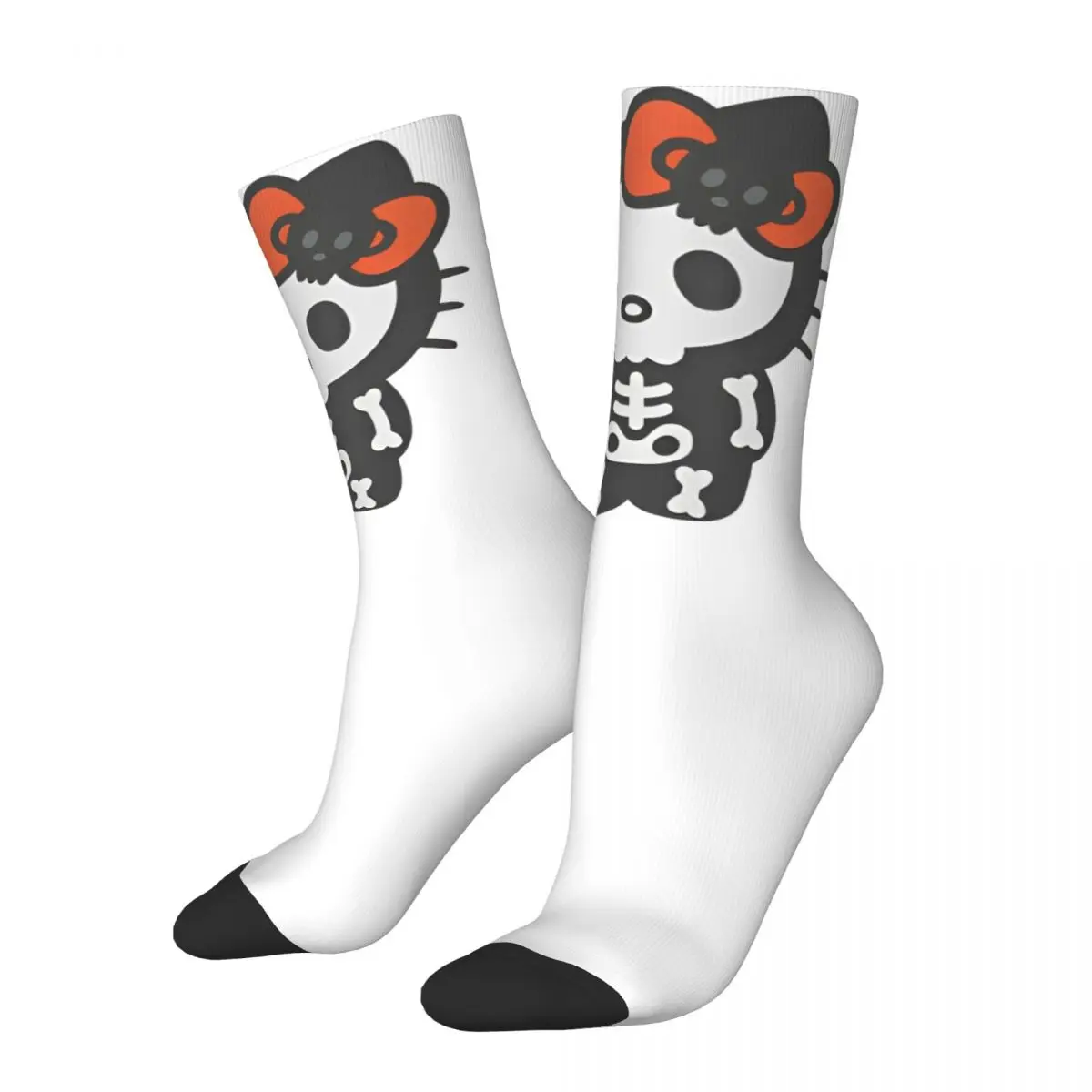 Men\'s Socks Hello Kitty Skeleton Halloween Stockings Winter Casual Breathable Socks Graphic Outdoor Sports Anti Slip Socks