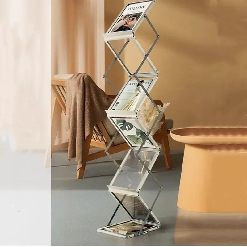 Upgrade Aluminum Alloy Exhibition Network Red Storage Folding Data Rack Landingspapers and Periodicals Publicity Display Rack