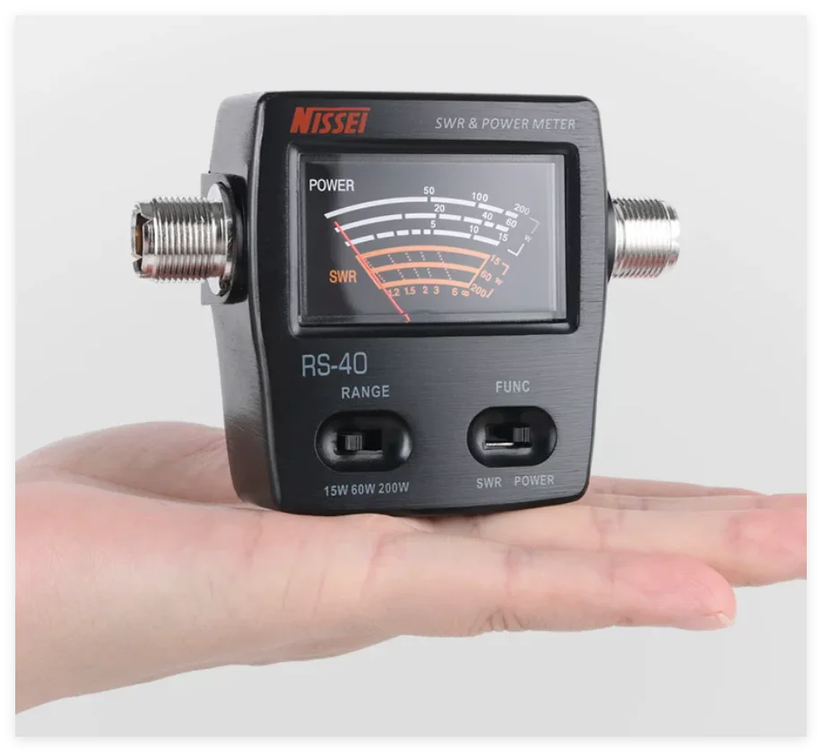 Original NISSEI RS-40 SWR/Watt Power Meter 200W 125-525MHz UHF/VHF Dual Band For HAM Mobile Radio