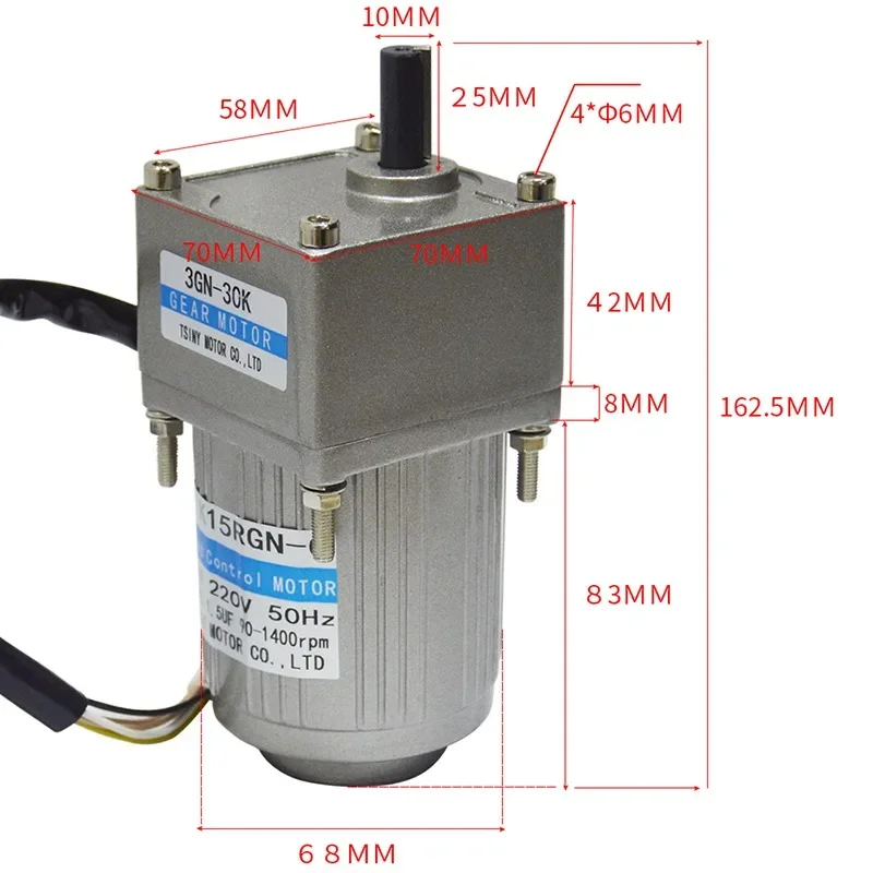 110V 15W AC Geared Motor, AC220V Single-Phase Miniature Gear Slow Speed MotorGoods in stock