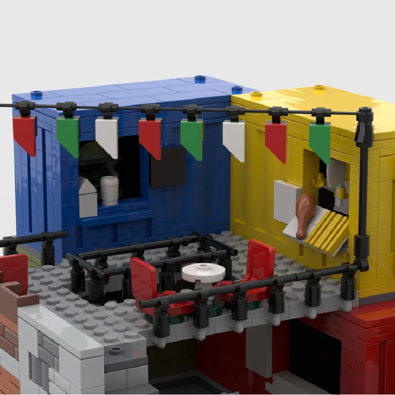 1268 pezzi mercato alimentare blocco modulare contenitore moderno parco architettura modello display giocattolo per bambini assemblaggio fai da te regalo festival