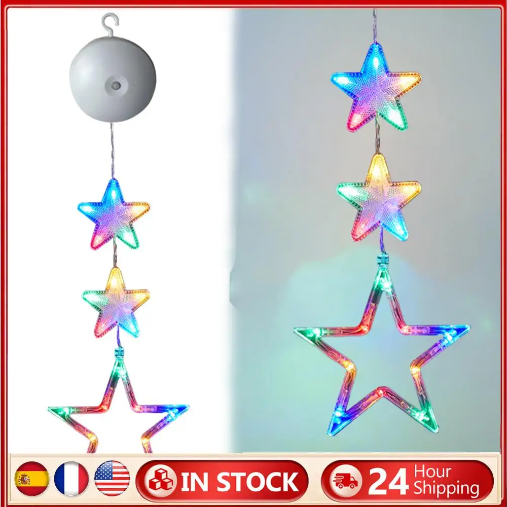 

3 Pack Christmas Curtain Light Multicolor Window Hanging Light Battery Operated with Suction Cup Christmas Home Shop Party Gifts