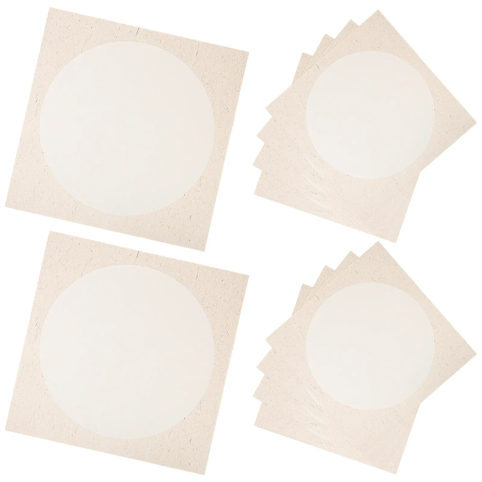 10Sheets Authentic Xuan Rice Paper Round Fan Design Vintage Thickened Calligraphy Paper for Painting Writing Artistic Display