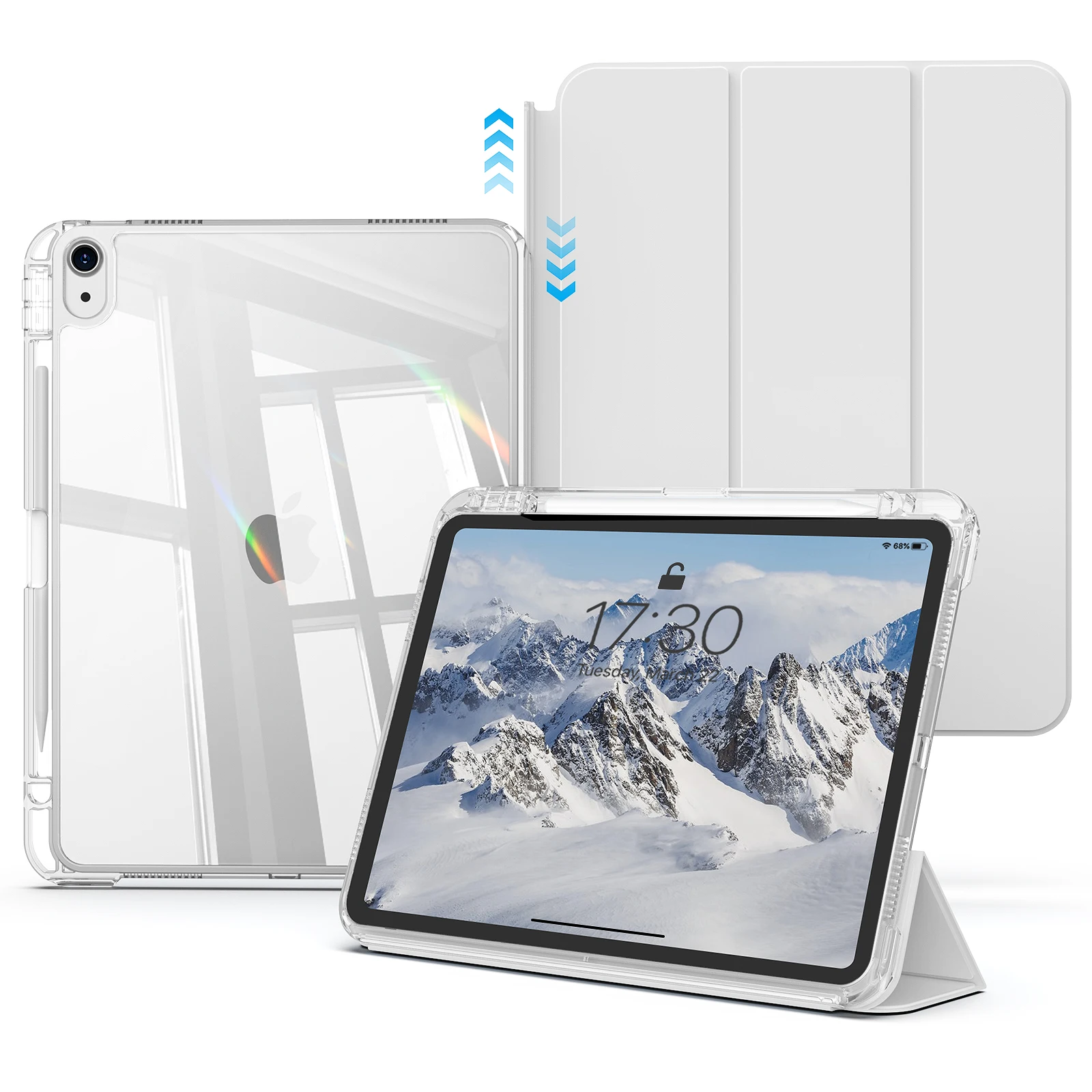 RBP for iPad A16 with Clear Hard Back Shell Case, For iPad 10 10.9 2022 Pro 11 12.9 M2 M3 Mini 6 Air 4/5 Detachable Sliding Case