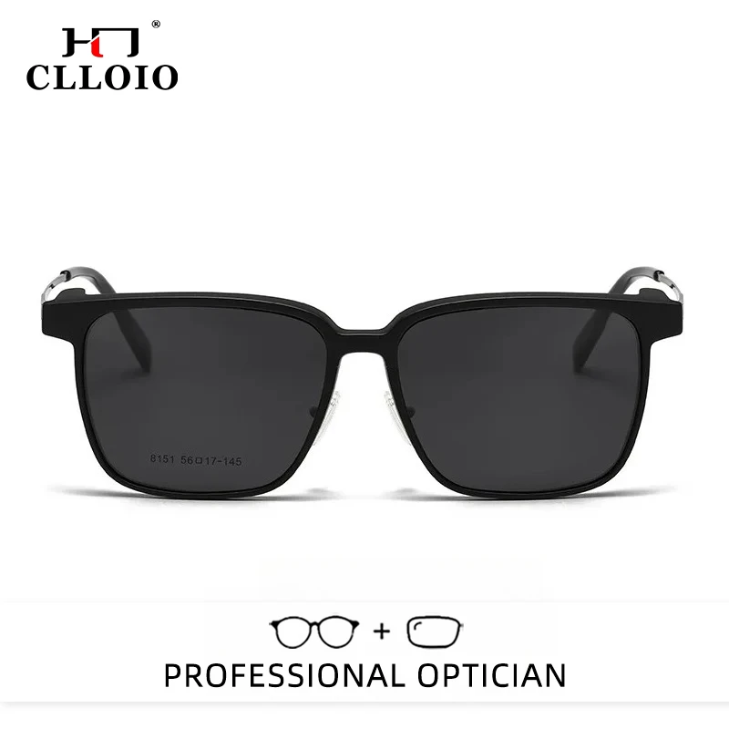 

CLLOIO Aluminum Magnesium 2-in-1 Magnetic Clip on Reading Glasses Men Polarized Vision Sunglasses Prescription Myopia Eyeglasses