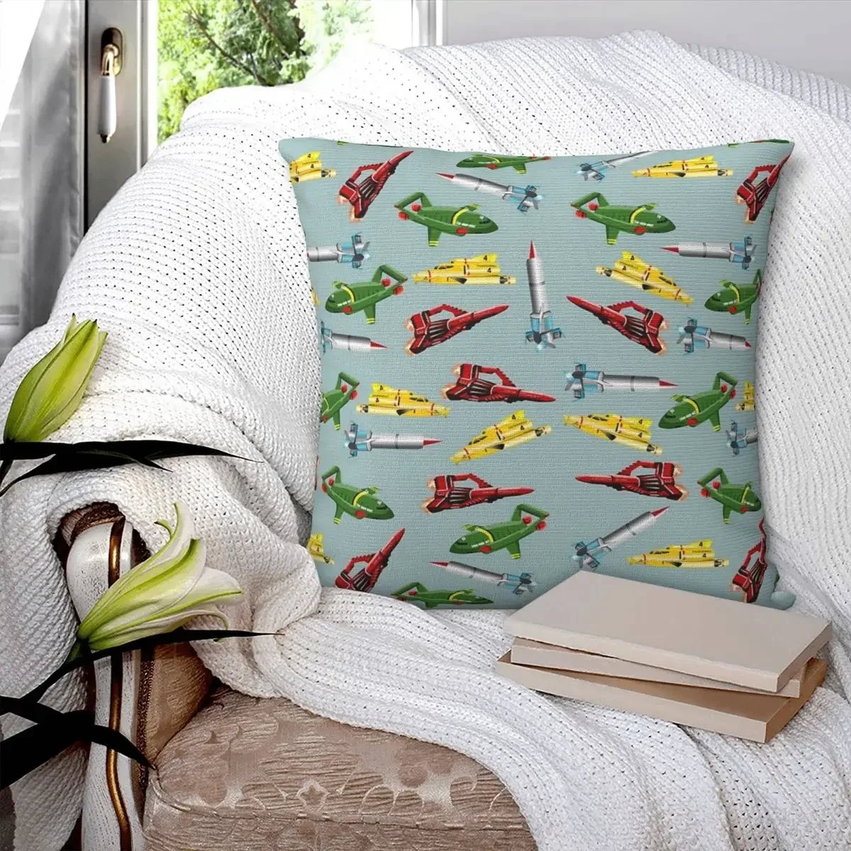 Thunderbirds Pattern Square Pillowcase Pillow Cover Polyester Cushion Decor Comfort Throw Pillow for Home Car