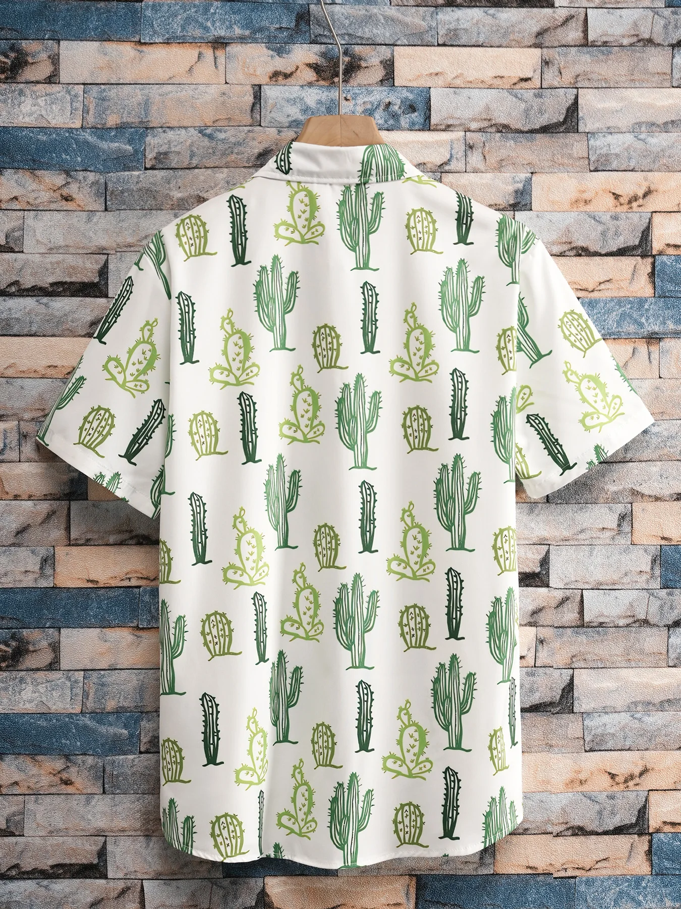 

Men's cactus tropical plant short sleeve shirt Hawaiian shirt beach shirt lapel casual outdoor holiday beach shirt