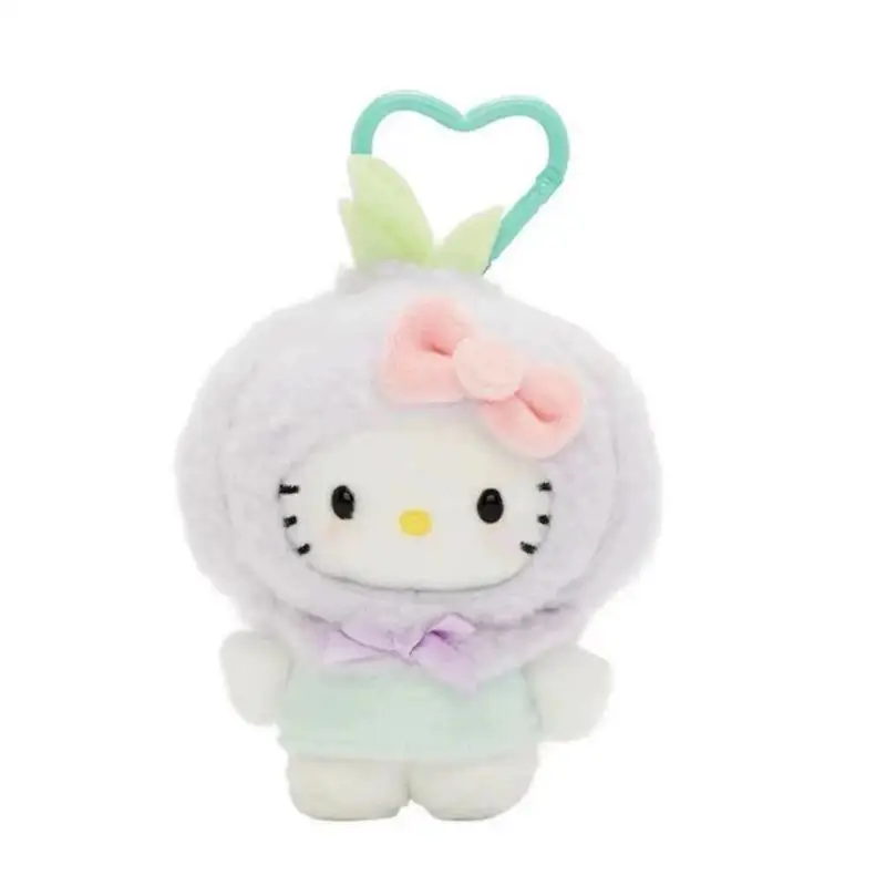 Hello Kitty sleutelhanger knuffels Sanrio groenten en fruit hanger Anime Kuromi pluche sleutelhanger schattige pop rugzak hanger