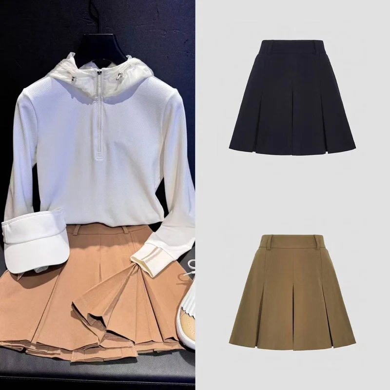 Golf Clothing Women's Skirt 25 Summer New Versatile Slim Fit High Waist Anti Glare Pleated Short Skirt Pants