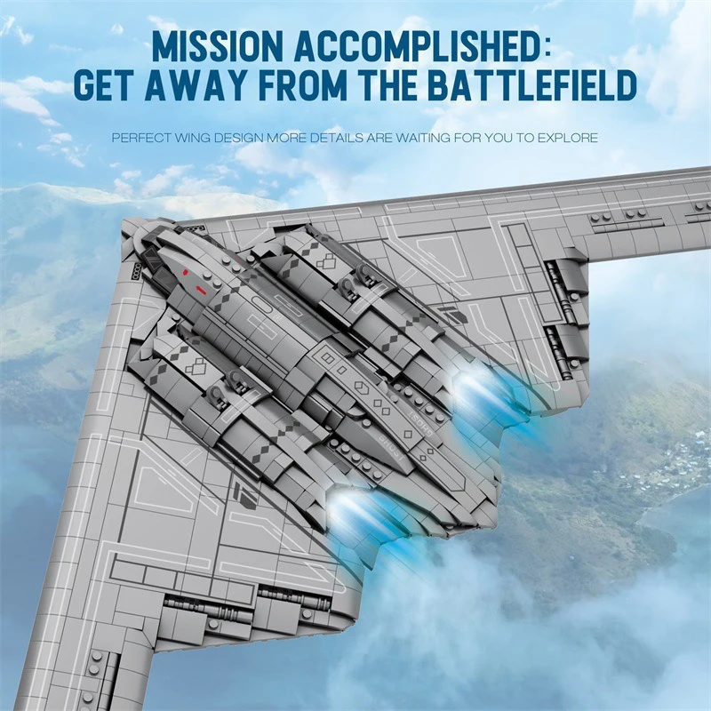 2063pcs B2 Bomber Fighter Jet Technical Plane Building Blocks MOC Airplane Military Aircraft Model Bricks Toys Kids Adults Gifts