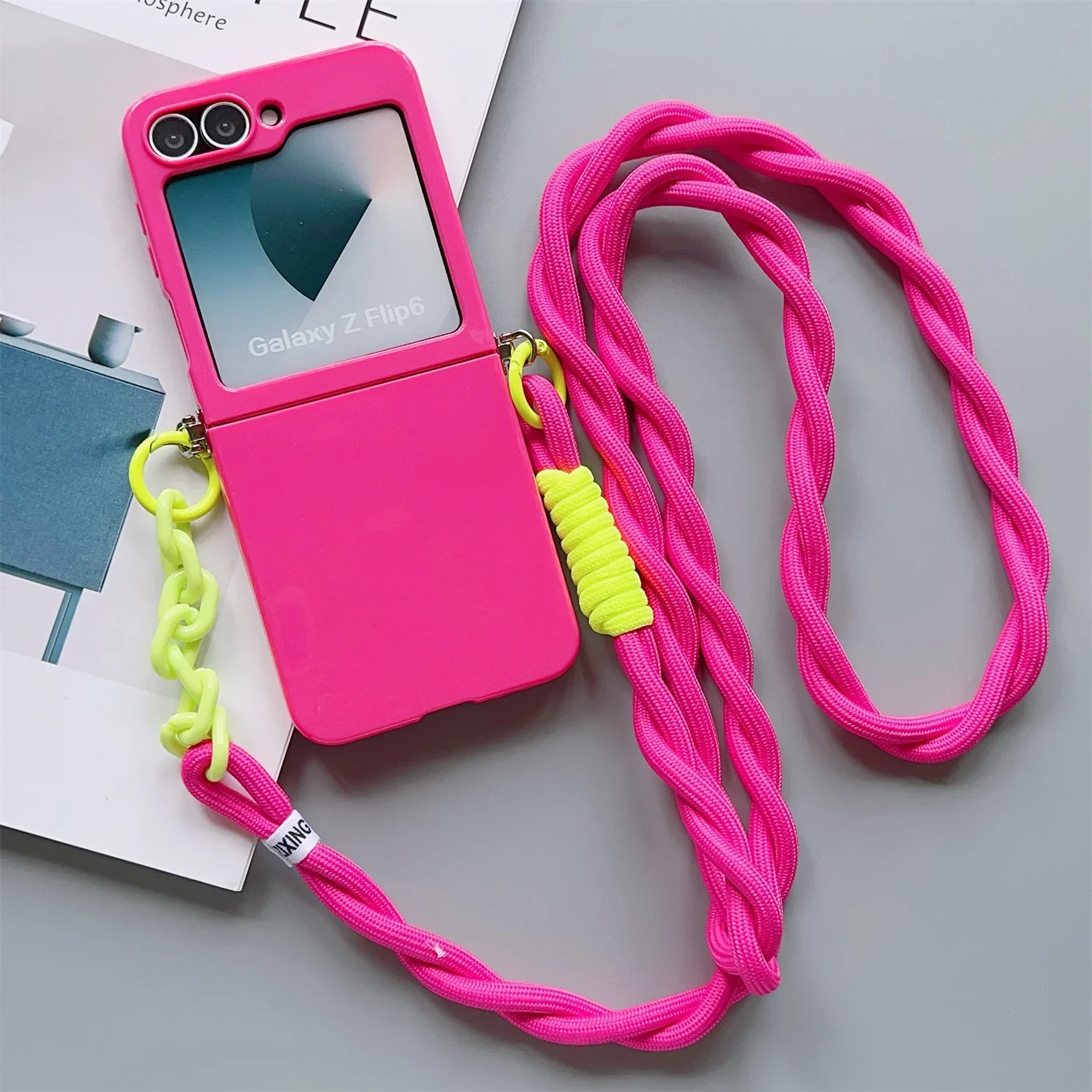 Candy Solid Schutzhülle mit Umhängeband, schlanke Handyhülle für Samsung Galaxy Z Flip 8 7 4 5 6 Flip6 Flip7, niedliche Hülle – Detail 5