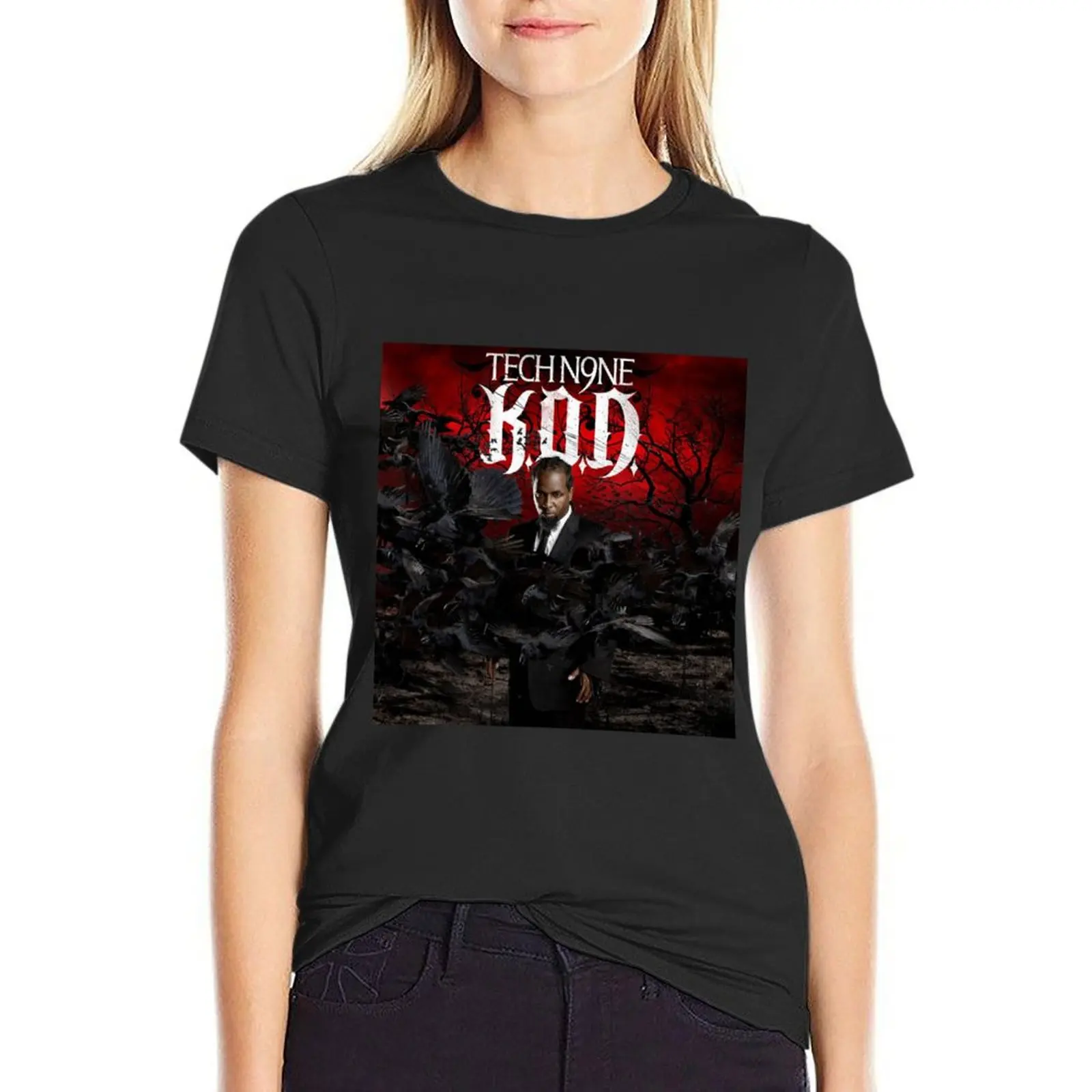 เสื้อยืด N9ne KOD TECH เสื้อยืดกราฟิกสำหรับผู้หญิง