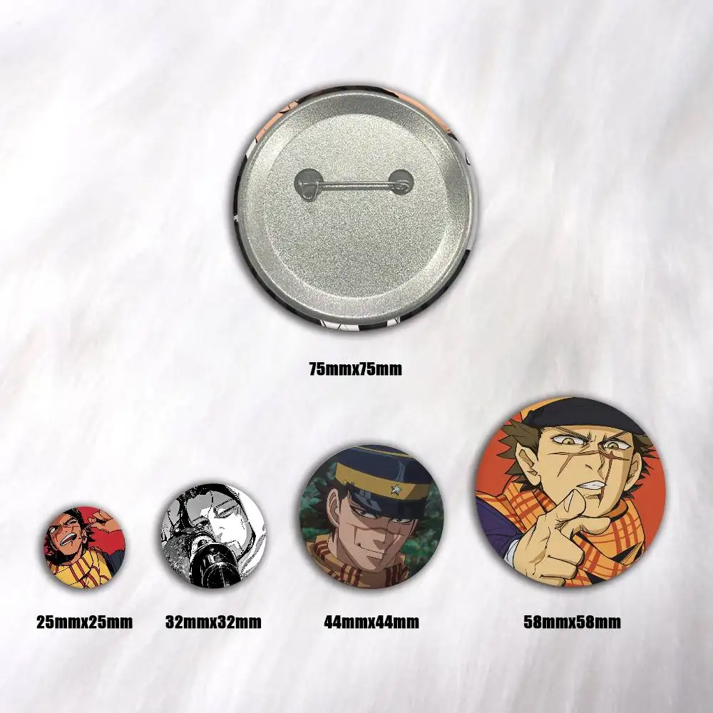 A-Golden K-Kamuy Cartoon Round Brooches On Backpack Jacket Acrylic Button Pins Collection Gifts