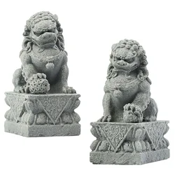 2pcs Mini Lion Figurine Stone Lion nament Decorative Statue Home Decor Miniature Model Tabletop Adornment Lion Desktop
