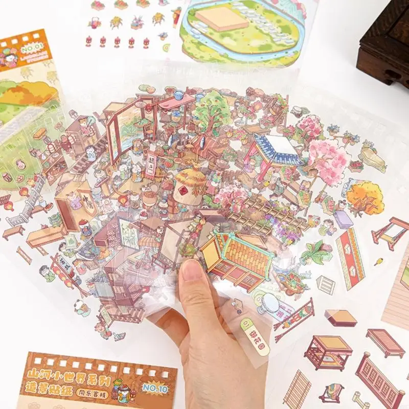 

Наклейка сцены Chinoiserie Theme Landscape Book Book Diy декоративные наклейки