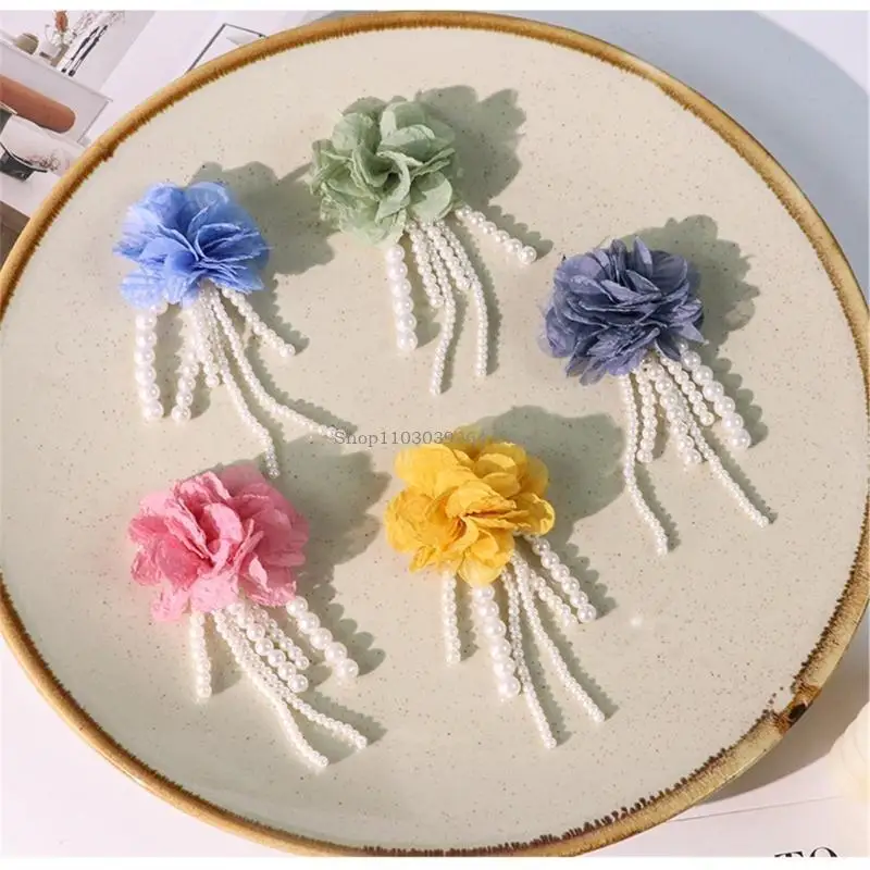 Pearls Cadena Apliques Apliques flores coser Broche artístico para artesanías