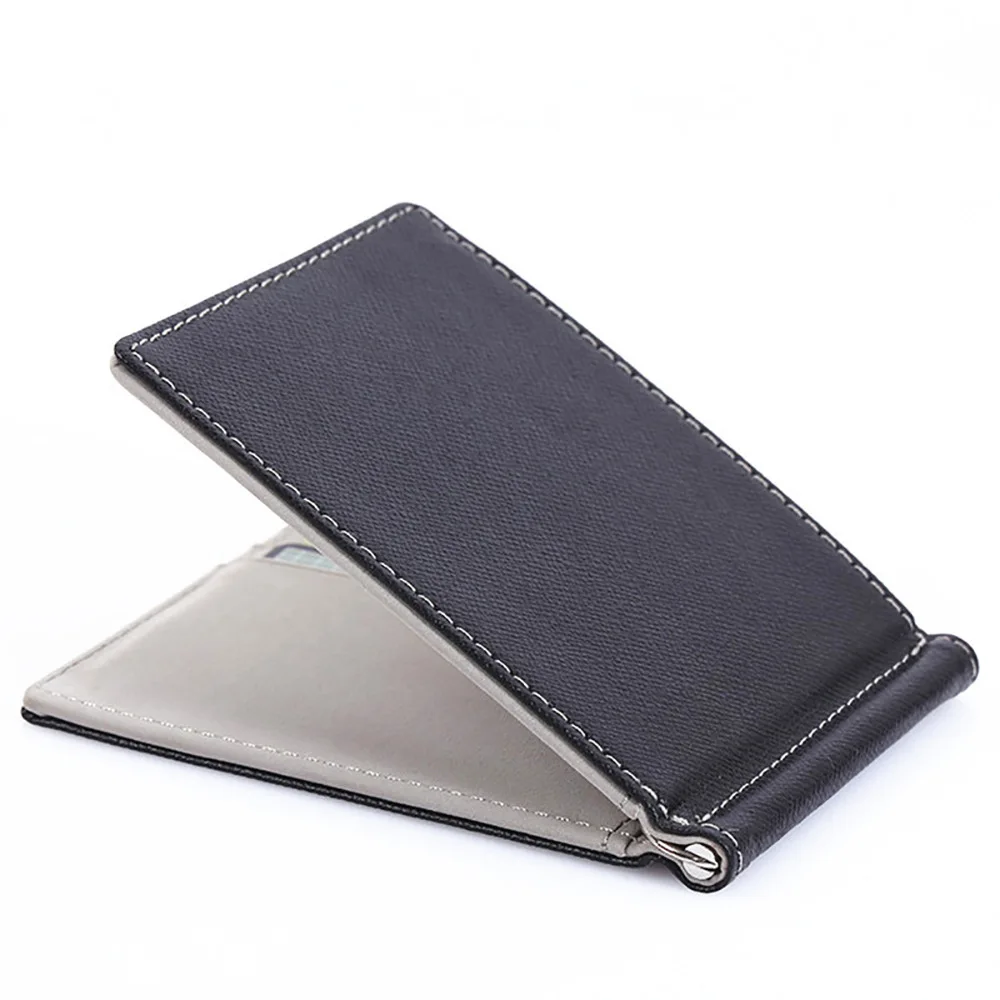 Men Slim Money Clip PU Leather Small Wallets Bifold Mini Card Holder Money Purse Ultra-thin Wallets for Man High Quality Cartera