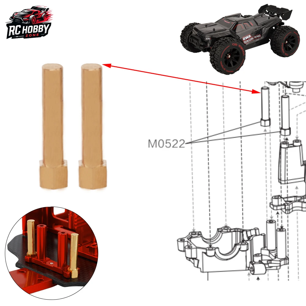 

1/14 2 шт. латунный вал рулевого вала M0522 для MJX 14209 14210 универсальный аксессуар для радиоуправляемого автомобиля