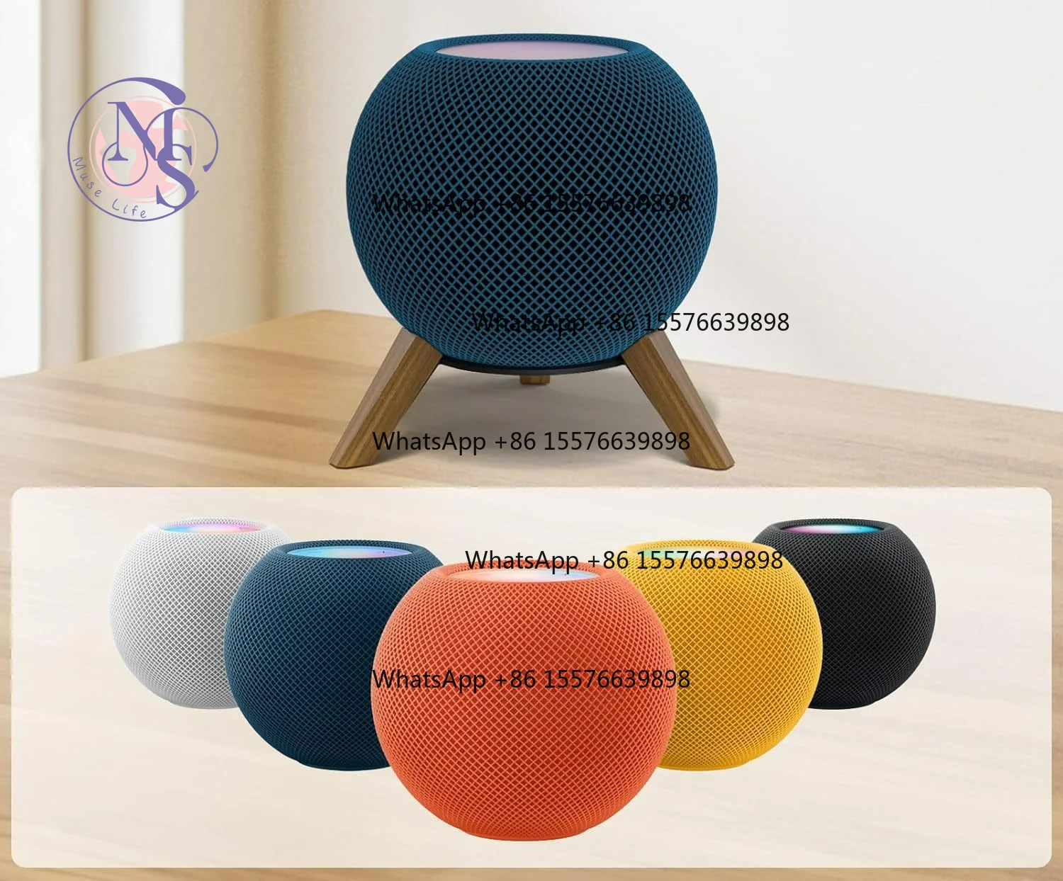 Wood Desktop Anti-slip Stand for Apple Homepod Mini, Speaker Wooden Base