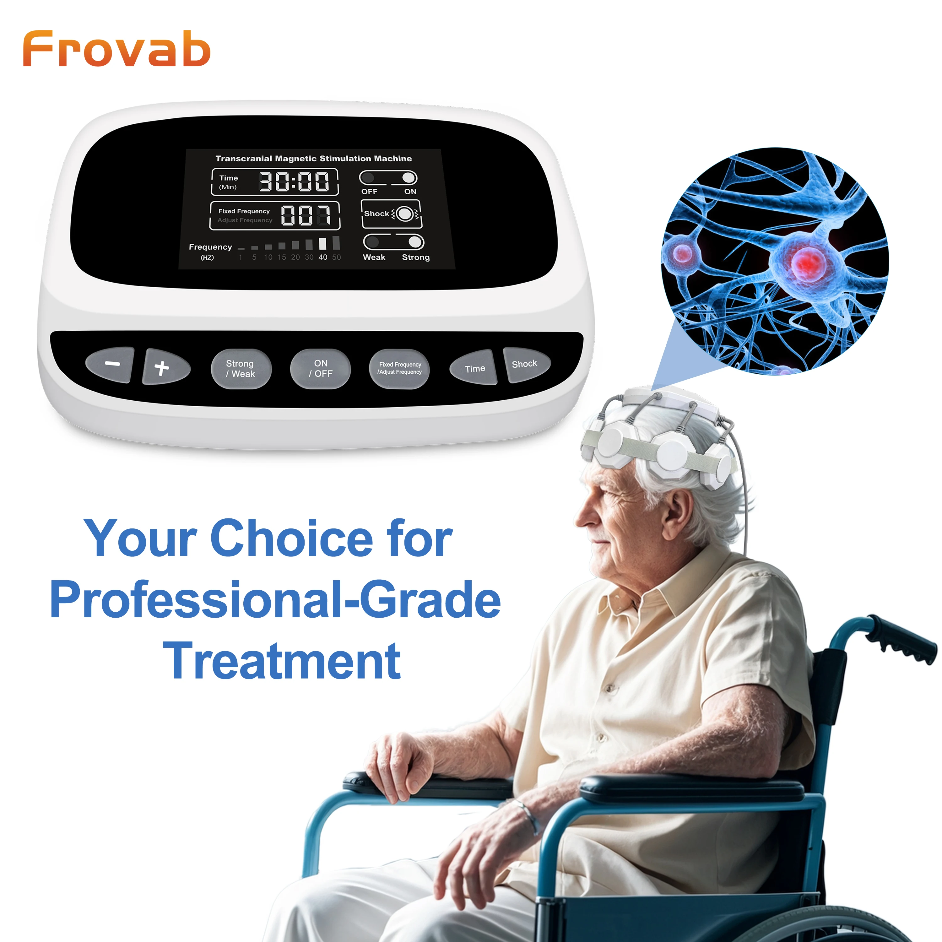 

Frovab Portable RTMS Machine for Home Use Magnetic Brain Stimulation Device for Depression Relief Insomnia Anxiety Treatment