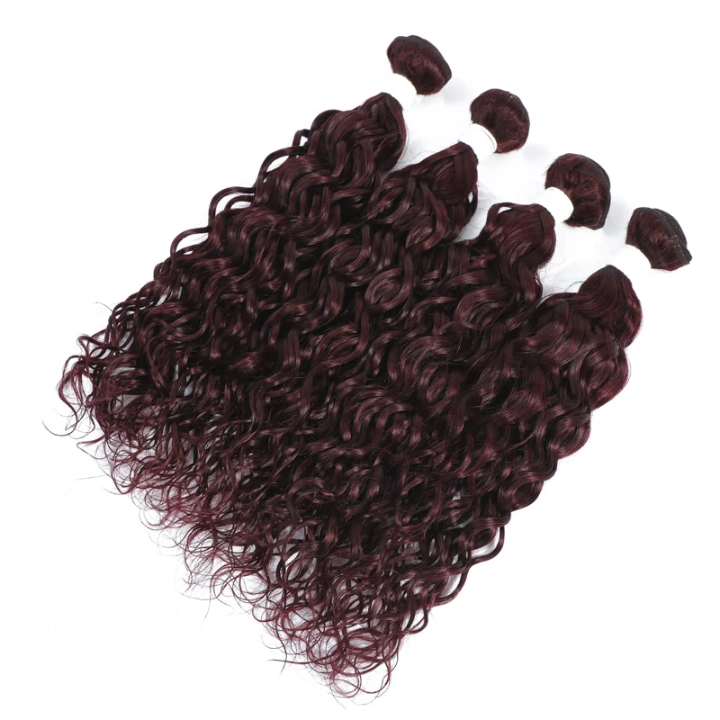 Fasci di capelli umani con onda d'acqua con fasci di tessuto di capelli umani di colore rosso 99J frontale con fasci di capelli Remy brasiliani 13x4 anteriori