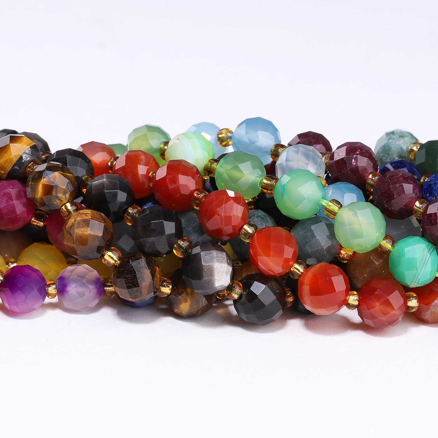 5,5-10mm facettierte Natursteinperlen aus Granat, Lapislazuli und Achat, runde Zwischenperlen für die Schmuckherstellung, DIY-Energieanhänger, Armbänder – Detail 4