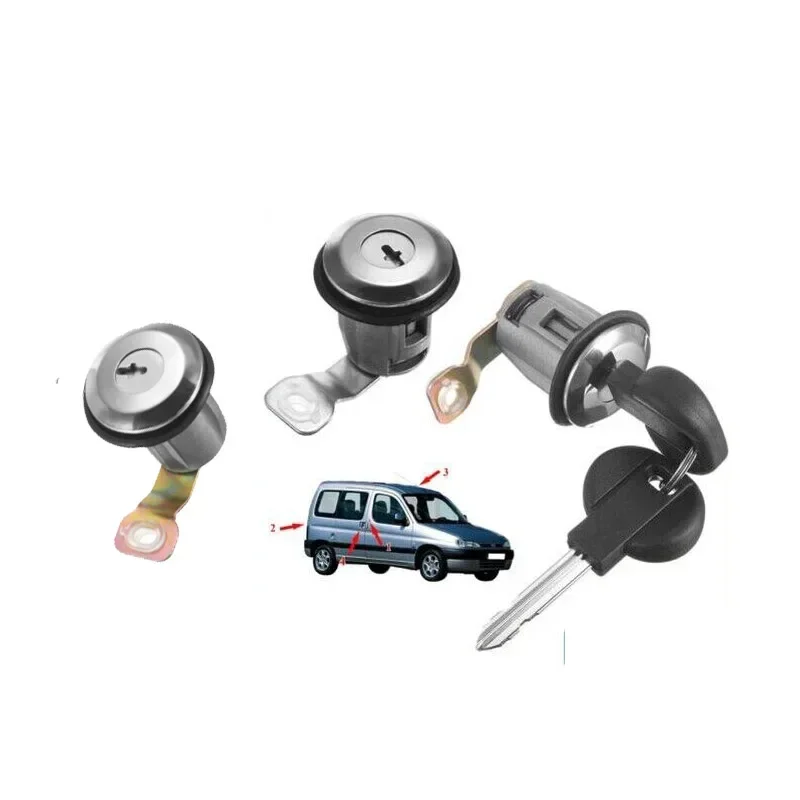 1 Set 9170G3 252522 LEFT RIGHT DOOR LOCK CYLINDER WITH 2 KEYS FOR CITROEN BERLINGO XSARA PICASSO FOR PEUGEOT PARTNER