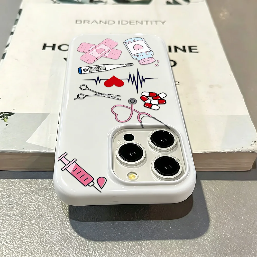 Coque Souple Médicale à Motifs de Dessins Animés pour iPhone 17 Pro Max 11 Air 15 Plus 12 13 14 16 – Étui Anti-choc Souple Funda Bumper Coque