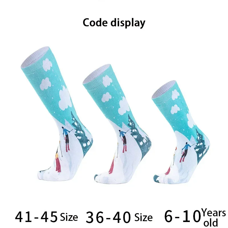 Calcetines de esquí con estampado Digital, medias térmicas gruesas de rizo para montañismo, senderismo, deportes al aire libre, Snowboard, otoño e invierno, 2025