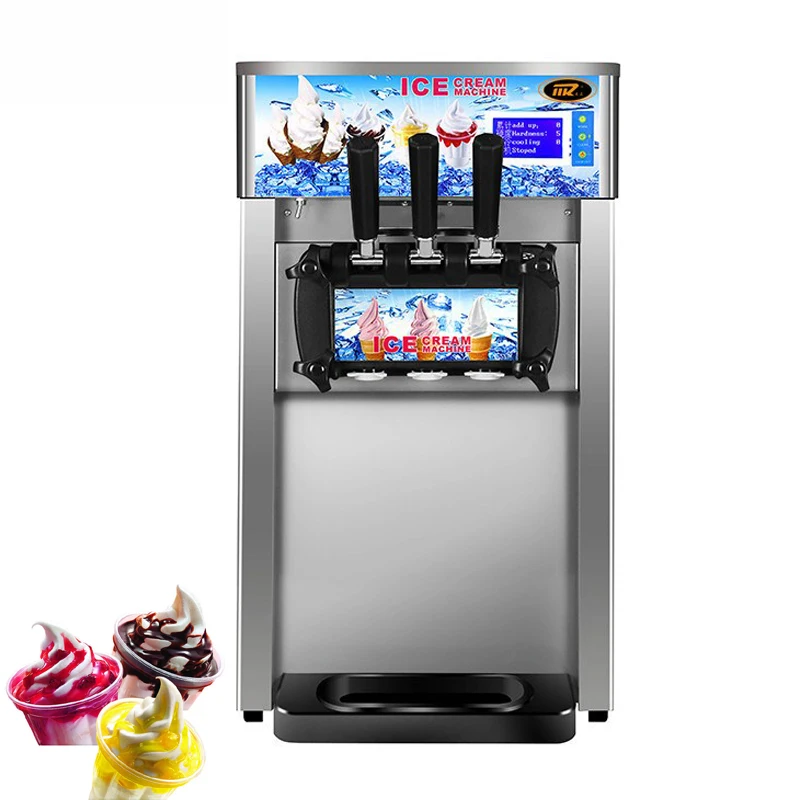 Table Silver Three Flavors Soft Serve Ice Cream Maker Machine Commercial 220V Small Ice Fruit Cream Machine Low Noise