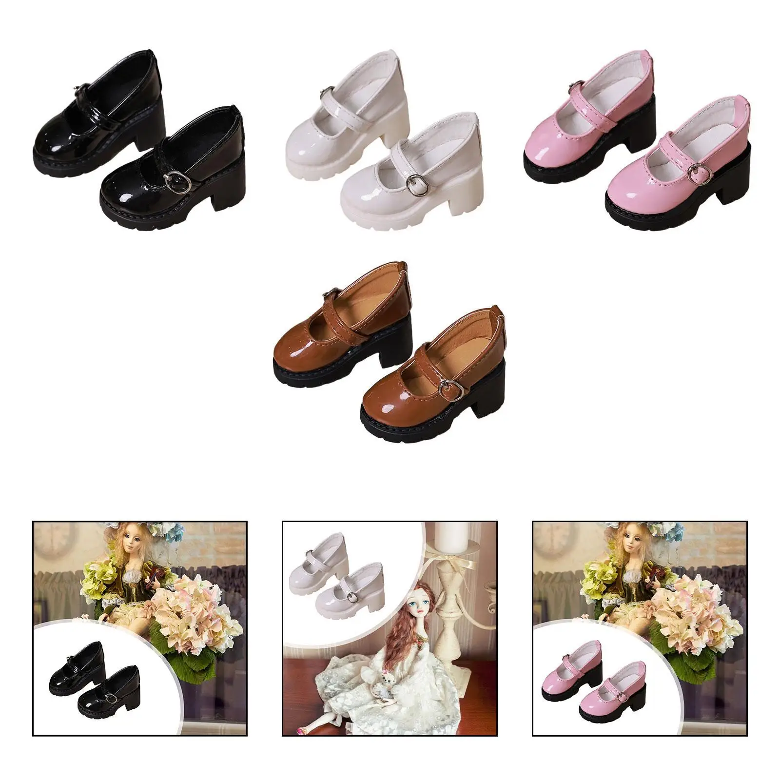 1:4 Scale High Heeled Shoes,Female Model Shoes,Hands on Make Your Own Dolls PU Leather Photo Props Flexibility Fashion Shoes