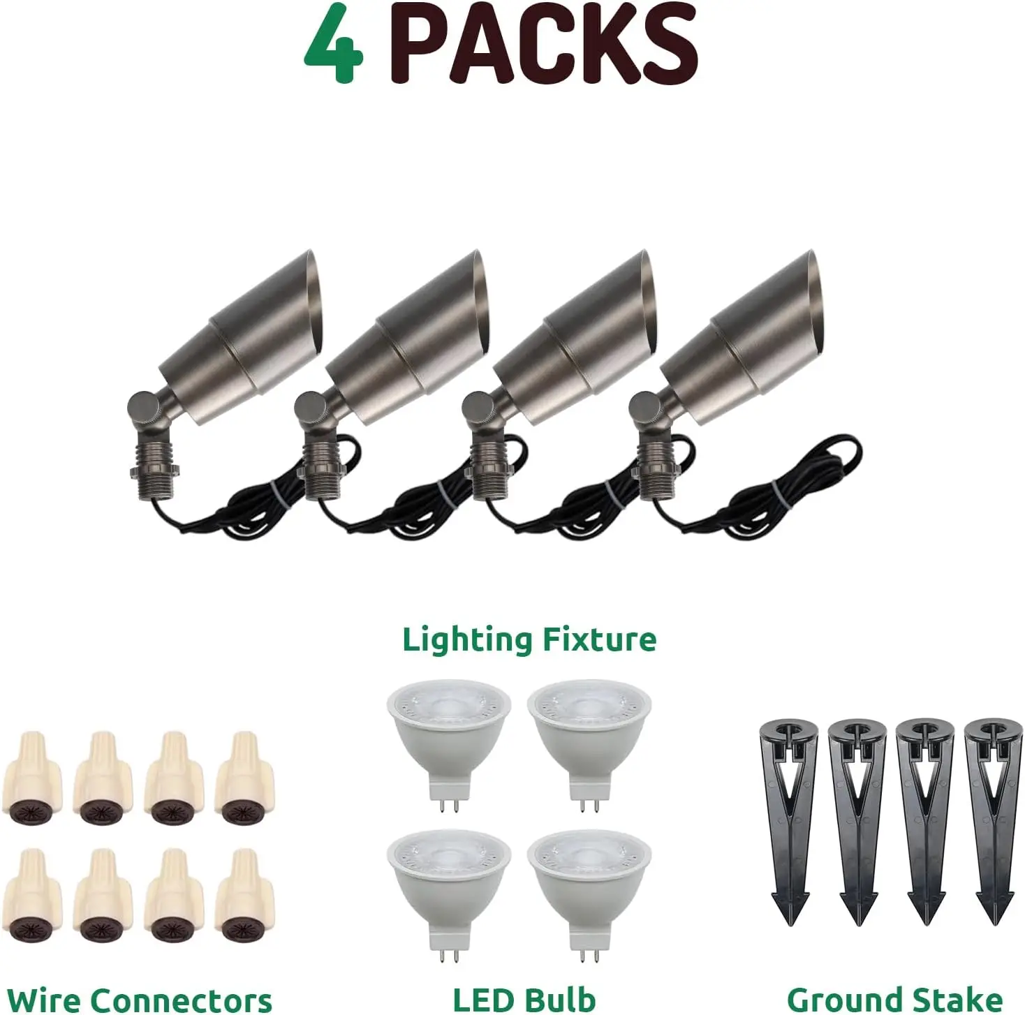 Solid Brass Landscape LED Spotlights Outdoor Low Voltage Lighting AC DC 12V Uplight Accent Light Tree Garden Yard 5W 3000K Warm view 3
