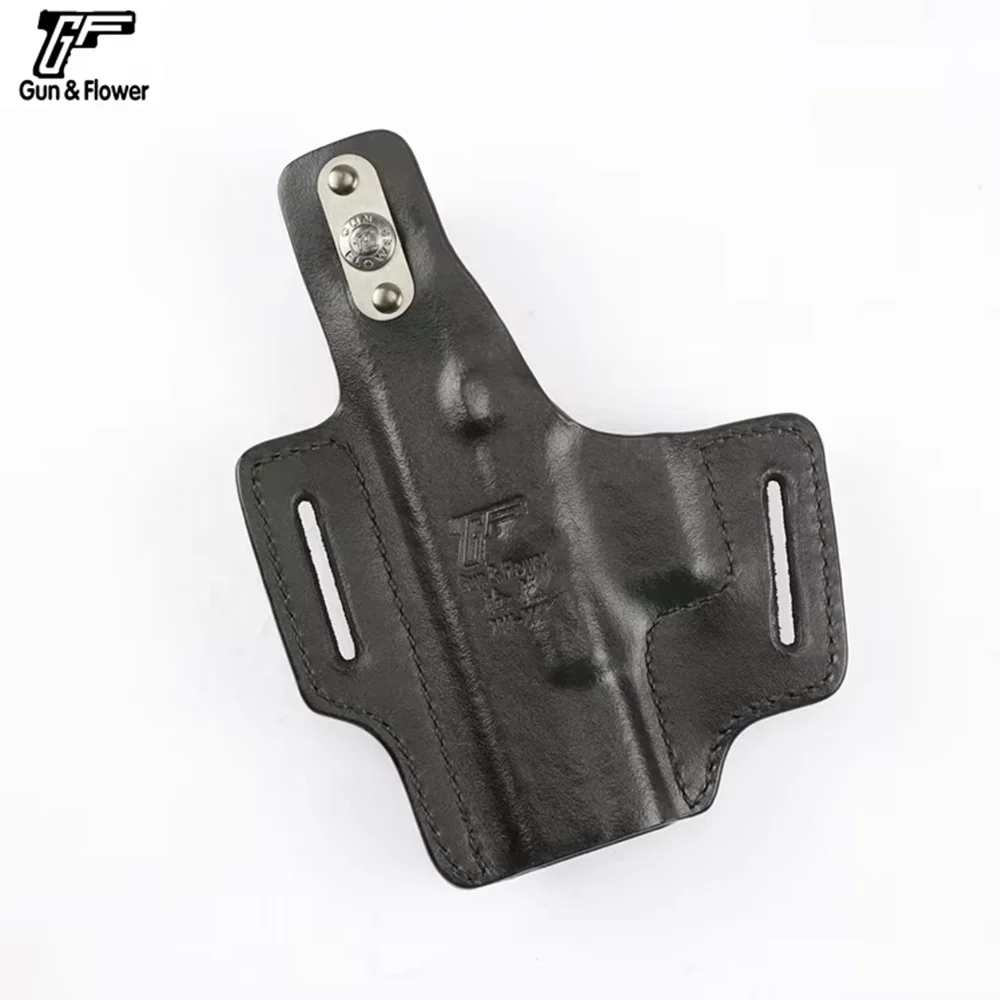 Gun&Flower G17/G22/G31 Concealed OWB Leather Pouch Open Top Two Slot Belt Right Hand Holster