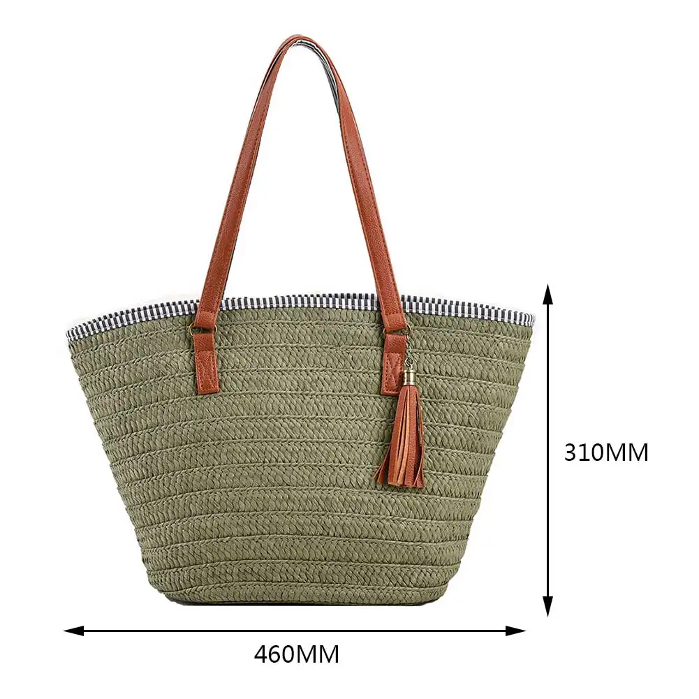 

Summer Weaving Underarm Bag Paper Rope Tassels Beach Vacation Bags Handmade Fashion Simple Portable Elegant for Seaside Holiday
