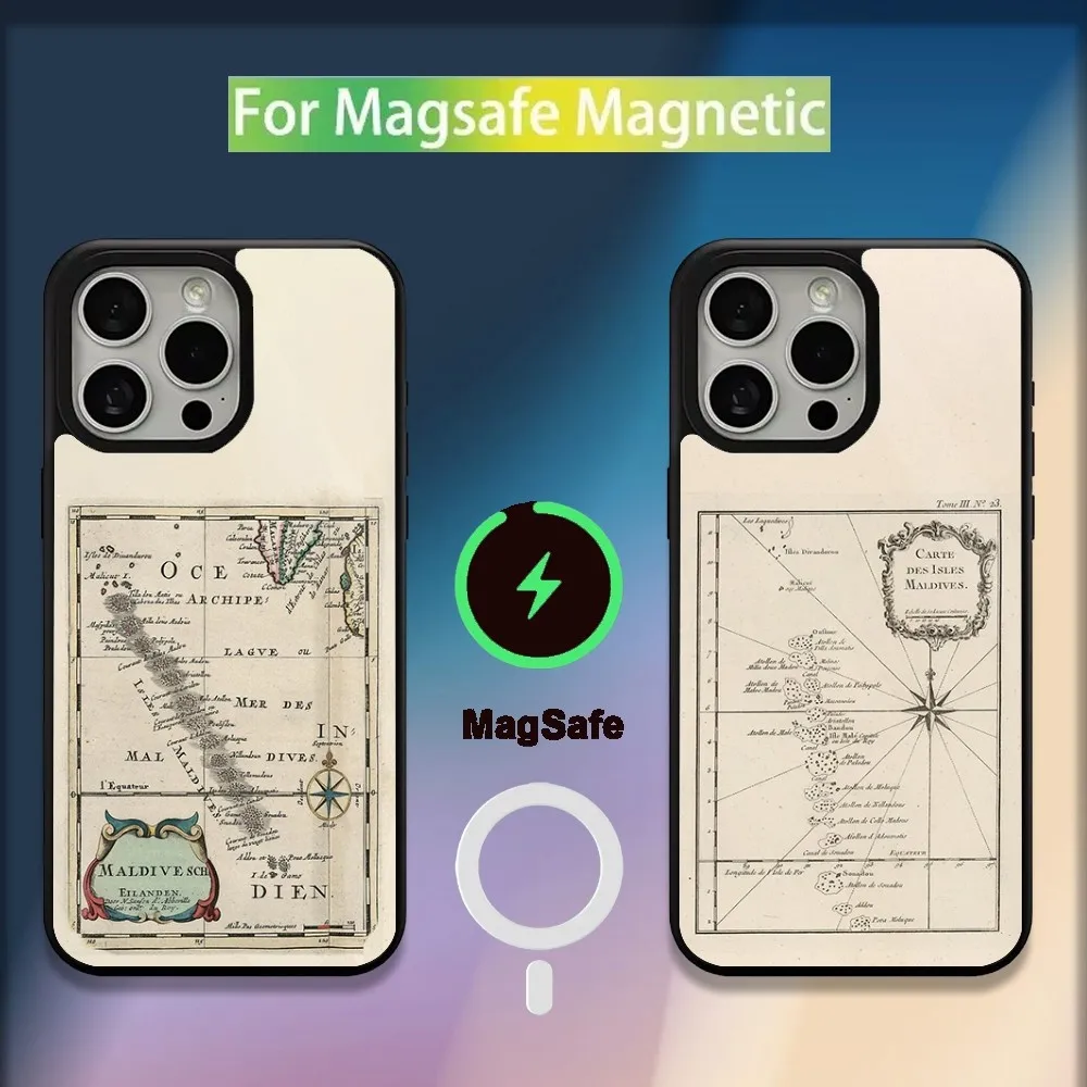 

MALDIVES Map Phone Case For iPhone 16,15,14,13,12,11,Plus,Pro,Max,Mini Magsafe Magnetic Wireless Charging